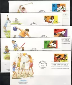 US Scott #2961-2965 "Recreational Sports" FDCs - Picture 1 of 1