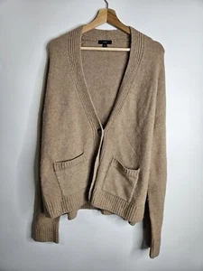 J Crew Merino Wool Cropped Cardigan Sweater Brown Supersoft Christmas Size XL - Picture 1 of 11