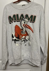 Felpa uomo XL grigio noce moscata Miami Hurricanes vintage anni 90 pullover - Foto 1 di 7
