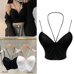 Women Cropped Top Streetwear Tube Top Camisole Breathable V Neck Underwear Vest` - Picture 1 of 11