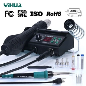 YIHUA 882D 750W Digital  Solder Iron Kit Hot Air Gun Rework Soldering Station - Picture 1 of 10