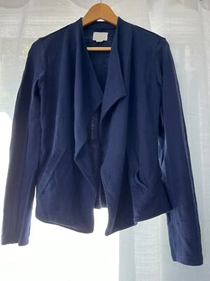 Blazer tejido Caslon cuello drapeado frente abierto mujer azul talla XS usado Foto 1 de 3