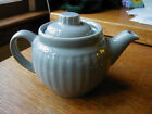 Art Deco Teapot Ribbed Stoneware  Pearl Gray Tea Pot 2 Cup Vintage