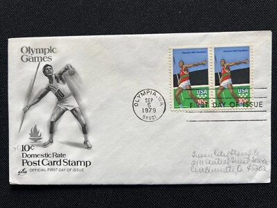 1790 Olympics Decathlon FDC Art Craft Sep 5 1979 Olympia WA - Image 1 of 2