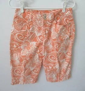 Jones New York Petites orange floral mid rise jean long shorts *Sz 4P* - Picture 1 of 5