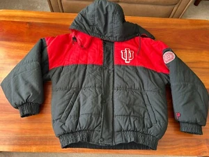 Vintage 90s NCAA Pro Player University of Indiana Hoosiers Hooded Puffer Jacket - Picture 1 of 15