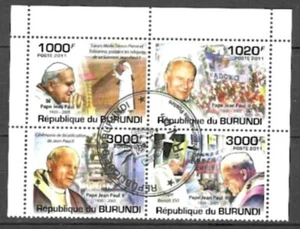 Prominente Papst Johannes Paul II Burundi 2011 (48) Yvert Nr. 1317 bis 1320 gestempelt - Bild 1 von 1