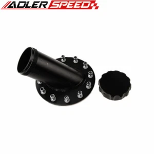 Aluminum Black Fuel Cell Fast Fill Filler Neck 45 Degree 12 Bolt Flange + Cap - Bild 1 von 10