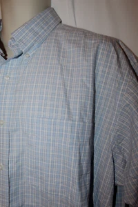 mens Jos. A. Bank traveler woven ss button shirt XL pre-owned blue plaid - Picture 1 of 4