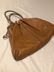 Michael Kors Studded Boho Tote~Brown Leather~Ring Handles~As Is - Bild 1 von 12