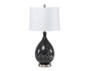 Set of Two 28" Gray Glass Geometric Table Lamp With White Empire Shade - Picture 1 of 9