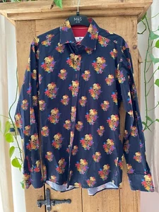 CLAUDIO LUGLI COUTURE PURE COTTON SKULL/FLORAL LONG SLEEVED SHIRT (L - 41-42) - Picture 1 of 7