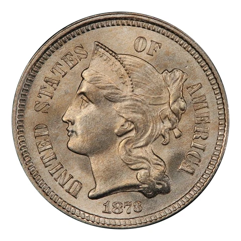1873 Three Cent Nickel Closed 3 PCGS MS65 Cover