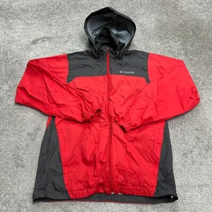 Columbia Glennaker Lake Windbreaker Jacket Mens Small Red Gray Hoodie Full Zip - Picture 1 of 12