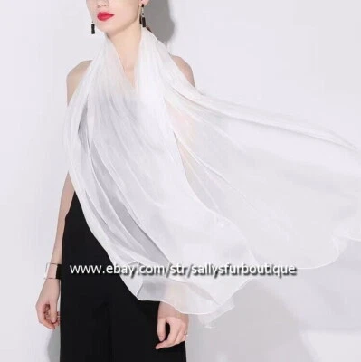 Pure Chiffon Silk Wrap Scarf Shawl Beach Sarong Solid Color Soft Thin 180*100cm - Image 1 of 4