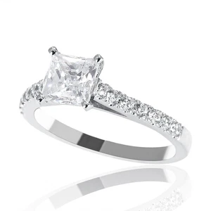 Toller Diamant-Verlobungsring 1 Karat Princess-Schliff F/VS2 14 K Weißgold - Bild 1 von 5