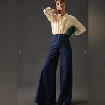 Anthropologie Pilcro High-Rise Pleated Dark Wash Palazzo Wide Leg Jeans Size 23 - Image 1 of 4