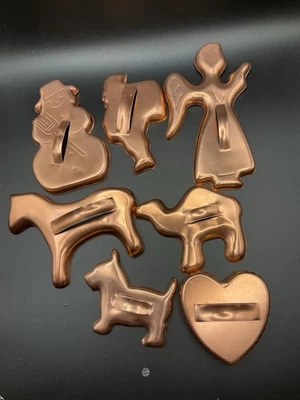 7 cortadores de galletas de Navidad de aluminio de cobre de colección Santa, ángel, camello, muñeco de nieve, corazón + Foto 1 de 4