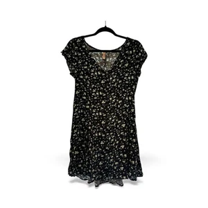 Mudd Vintage Kleid geblümt schwarz blau Knopf und Taschen Gr. Medium - Bild 1 von 11