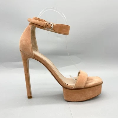 Sandalias Stuart Weitzman para mujer 7M con respaldo plataforma de gamuza desnuda tacones de aguja Foto 1 de 4