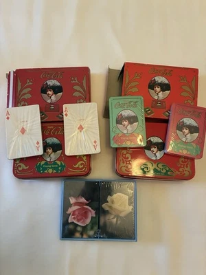 3 NOS Vintage 1980 Coca-Cola MSR Playing Cards Metal Tin Christmas Hallmark Deck - Image 1 of 4