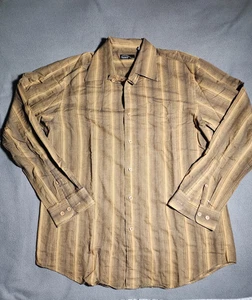 Camisa Jhane Barnes Para Hombre Grande Marrón Rayas Abotonada Manga Larga Cuello Algodón - Imagen 1 de 18