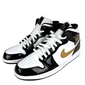 Nike Men's Air Jordan 1 MID SE Black/White/Gold 852542-007 US 12 swoosh - Picture 1 of 11