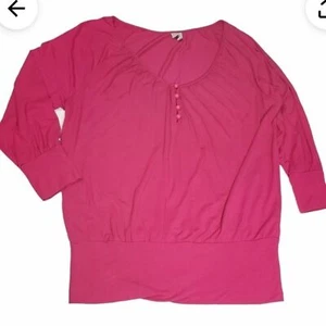 Old Navy pink scoop neck blouse Size L Long Sleeves soft - Picture 1 of 7