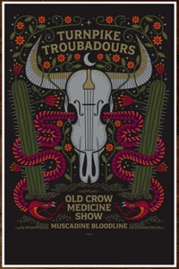 Turnpike Trovadorurs | Old Crow Medicine Show Tour 2023 Edición Limitada ¡Póster RARO! Folk - Imagen 1 de 1