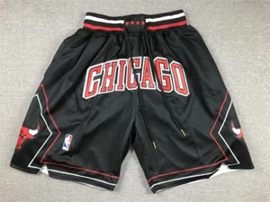 Chicago Bulls Retro Swing Men Black Stitched Pocket Basketball Shorts Size US - Picture 1 of 5