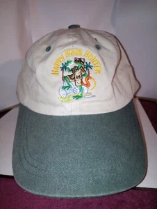 Vintage Happy Hour Jäger bestickt Eidechse Strapback Mütze Baseballkappe grüner Balken - Bild 1 von 5