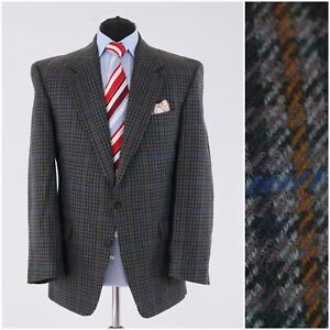 Mens Tweed Jacket 42S UK Size EDLER VON F Check Grey Wool Sport Coat Blazer