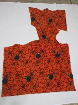 Flannel Orange & Black Spider Web Fabric with Spiders, 36 Wide! - Image 1 of 4