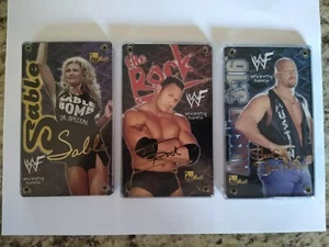 1999 WWF Rock / Austin / Sable 24K 3-CARD MATCHED SET LE # 3/ 5,000 LE - Picture 1 of 8