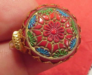 Vintage 25mm Necklace 1 str Clasp Connector Red Egyptian Mosaic Gypsy Bead - Picture 1 of 5