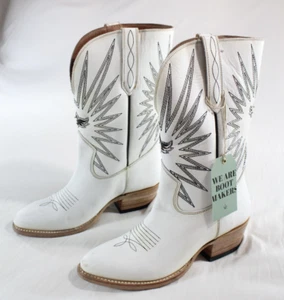 MEZCALERO - NEU MIT ETIKETT $ 599 WEISSE LEDER "MEZCAL" WESTERNSTIEFEL (COWBOY CARTER!!!) 40 - Bild 1 von 12