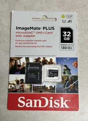 32GB MicroSDHC SanDisk – Image Mate UHS-I Card w/Adapter, 130 MB/s - Image 1 of 2