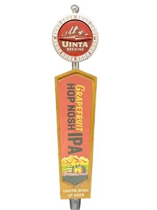 Tap Handle Pull UINTA BREWING Wood / Aluminum Earth & Wind Grapefruit Beer IPA - Picture 1 of 10