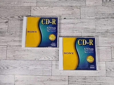 2 Sony CD-R Recordable CD 650 MB, 74 Minutes Compact Audio Disks NEW *READ* - Image 1 of 4