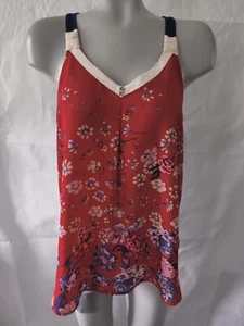 Xhilaration Red Floral Front & Gray Back V Neck Tank Top Size M Jrs - Picture 1 of 9