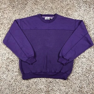Vintage 90s Trader Bay Knit Crewneck Sweatshirt Mens Large Purple Pullover - Picture 1 of 14