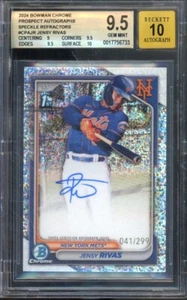 2024 Bowman Chrome JENSY RIVAS 1st #CPA-JR Speckle Auto /299 Mets BGS 9.5 - Picture 1 of 2