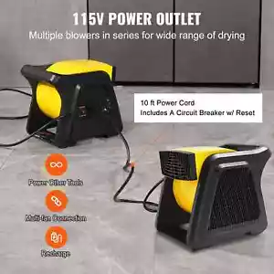 Pivoting Utility Fan High Velocity Floor Blower 300° Blowing Angle Air Mover - Picture 1 of 13