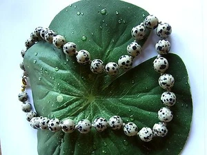 SCHMUCK-STCK KUGEL KETTE DALMATINER JASPIS STEIN NEU Kugeln 45 cm - Bild 1 von 2