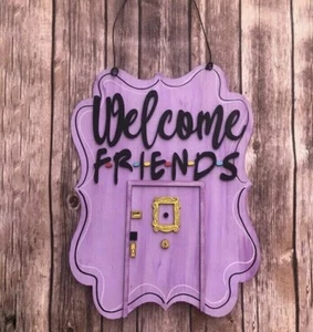 Welcome Friends Door Sign Hanging Sign, Wooden Door Ornament Party Decoration - Picture 1 of 2
