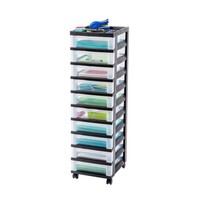IRIS 10-Drawer Rolling Storage Cart With Organizer Top, Black