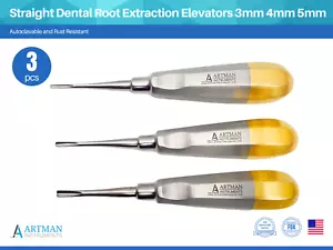 Elevadores de extracción de raíces dentales rectas 3 mm 4 mm 5 mm Juego de 3 ARTMAN - Imagen 1 de 8