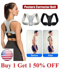 Correttore di postura regolabile tutore posteriore supporto spalle clavicola cintura uomo donna - Foto 1 di 11