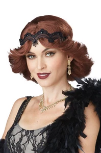 Brand New 20s Glitz and Glamour Flapper Wig and Headband (Brunette) - Picture 1 of 1
