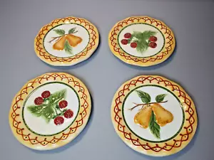 Set of 4 MWW Market Mini Plates FRUIT TART Raspberry Pear Dishes 4.5” READ - Picture 1 of 7